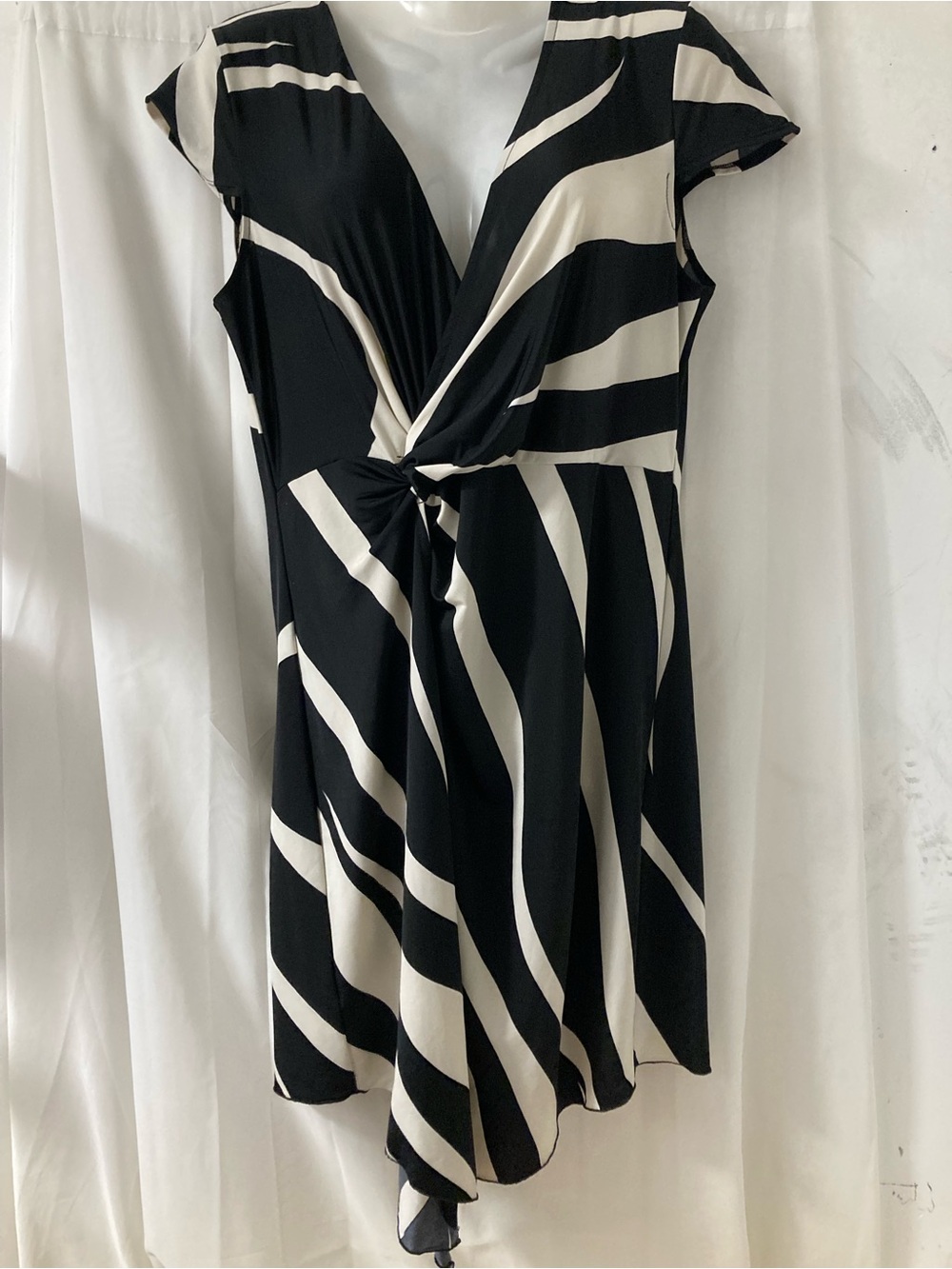 RAPZ Zebra Print Twist Front Midi Dress Black White Size 8